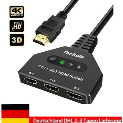 HDMI Splitter Techole (HS309-BK) HDMI Schalter 4K, HDMI Schalter 3 in 1 Ausgang 
