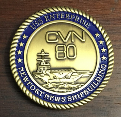 USS ENTERPRISE CVN-80 CHALLENGE COIN - 3RD CARRIER OF THE GERALD FORD-CLASS
