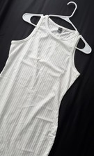 SHEIN White Ribbed Sleeveless Bodycon Dress Round Neck Knee Length Size M