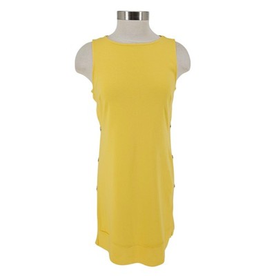 NY&C Tank Sheath Dress Yellow Sleeveless Button Sundress Petite NWT Womens PS