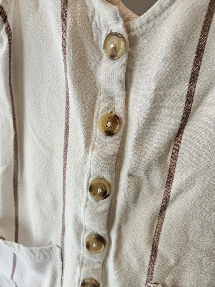 O’Neill Sleeveless Shorts Romper Girls Size Small Brown Stripes - Image 2 of 4