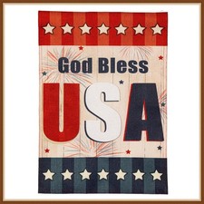 EVERGREEN GARDEN FLAG  AMERICAN U.S.A.  EMBELISHED BURLAP - BRAND NEW