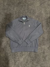 Vintage Polo Ralph Lauren Navy Blue Quarter Zip Pullover Sweater Men  s Large