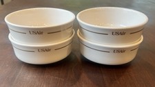 USAir  Gold Trim Creamy White Ceramic Bowls Mayer China 4.5" Airline SET OF 4