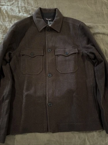 NWOT Madewell Patch-Pocket Shirt-Jacket Wool Blend Chocolate X-Small NX971 $278 - product listing photo