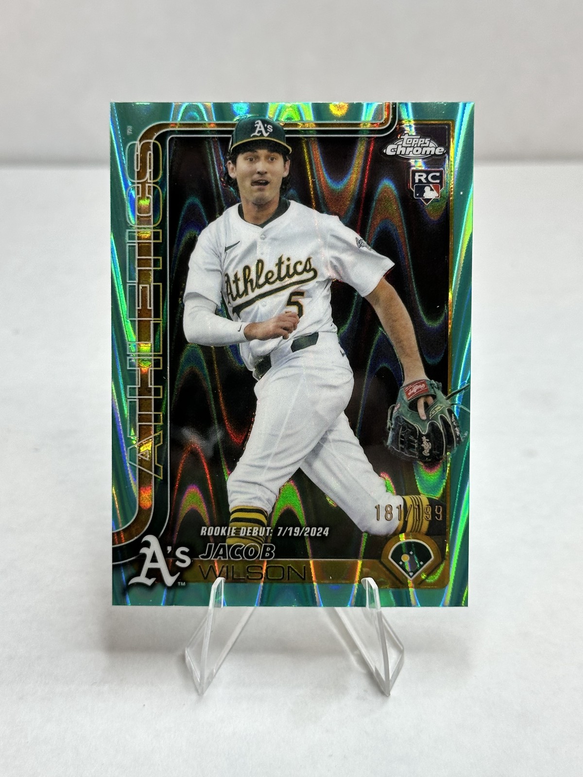 2025 Topps Chrome Update #USC150 Jacob Wilson Aqua RayWave Refractor #/199 RC