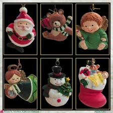 ❄️🎄VINTAGE Lot of 6 Mini Hard Plastic Figurine Christmas Ornaments