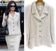 Chanel Vintage 2000 White Tweed Jacket 38 40 42 4 6 8 Dress Coat Top Y2K Vtg S M