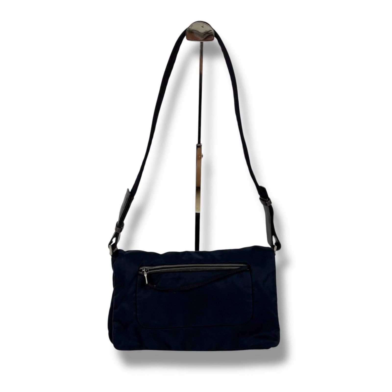 Prada Triangle Logo Nylon Shoulder Bag Navy Tessuto Nylon Authentic Vintage thumbnail 2