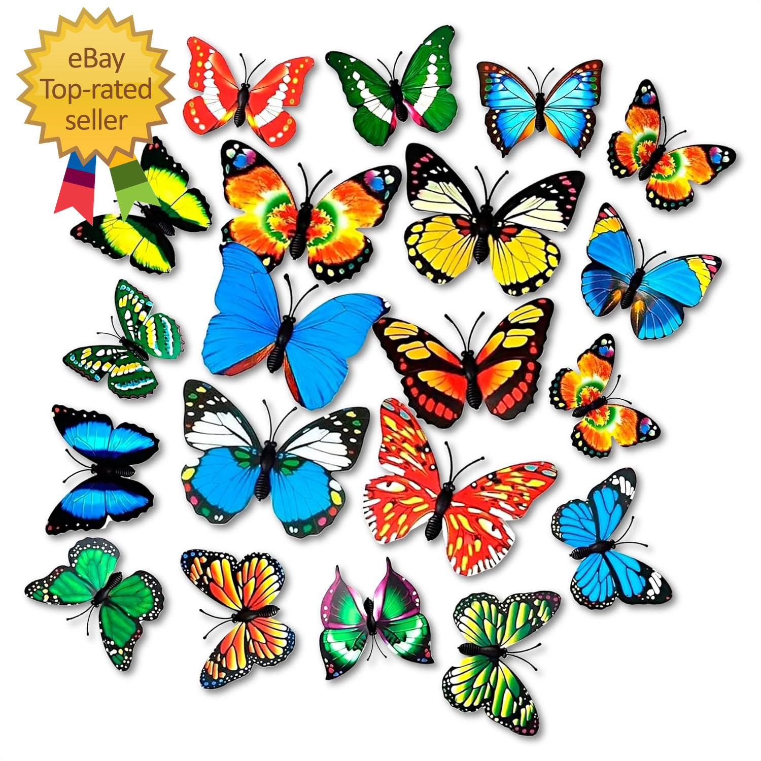 20 Pcs Butterfly Magnets for Refrigerators – 4" Colourful Magnetic Butterflies D