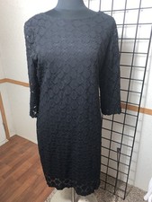 RONNI NICOLE 3/4 Sleeve Little Black Sexy Back Zip Lined Eyelet Dress Size 16
