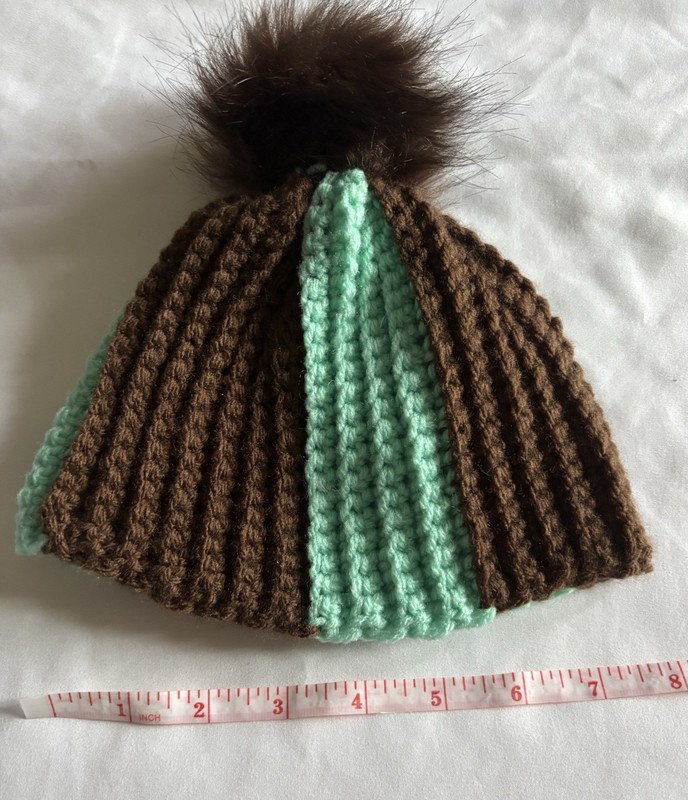 New Child Crochet Hat - Dark Brown Mint Green FREE U.S. SHIPPING