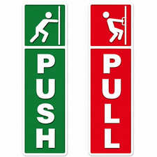 Push Pull Door Stickers 5x2 Inch Set   Clear Office Shop Glass Door Signs Decals