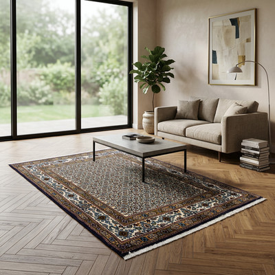 Moud Teppich150x94 Weiß Beige Rechteckig Wolle Handgeknüpft Rugeast