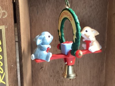 Vintage Hallmark Christmas Ornament Two Rabbits On A See-Saw  Friends Are Fun 