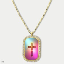 Stunning Colorful Jesus Christ Crucifix Cross Fashion Pendant Necklace Chain Pho