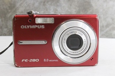 Olympus FE-280 Camera - 8.0MP, 3x Opt Zoom - Works/Tested - RED, w
