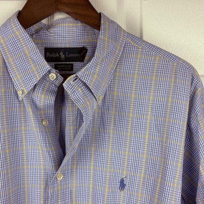 Ralph Lauren Shirt Mens XL 17-32/33 Yarmouth Button Down Blue Yellow Plaid