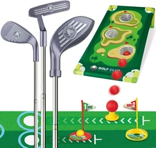 Toddler Golf Toys Set - Adjustable, Upgraded Kids Golf Clubs & Putting Mat, Indo