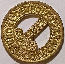 Detroit, Michigan - Detroit & Canada Tunnel Co. One Fare Transit Token MI 225 H