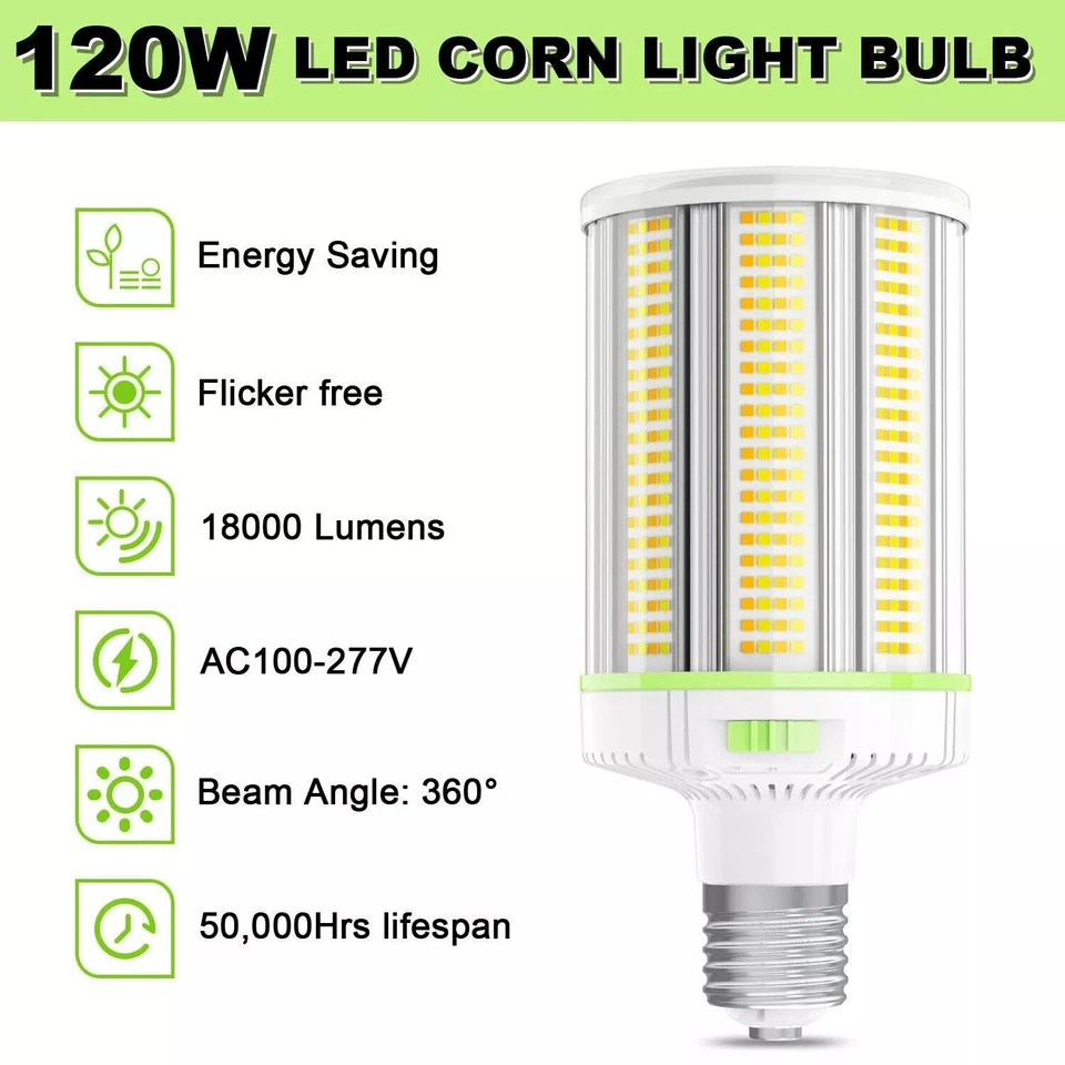 120W LED Corn Cob Bulb 5000K E39 Base Commercial Warehouse Store Airport Light - Image 2 of 4