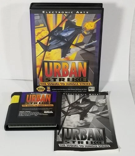 Urban Strike Sega Genesis game 1994 case manual game cartridge tested vintage