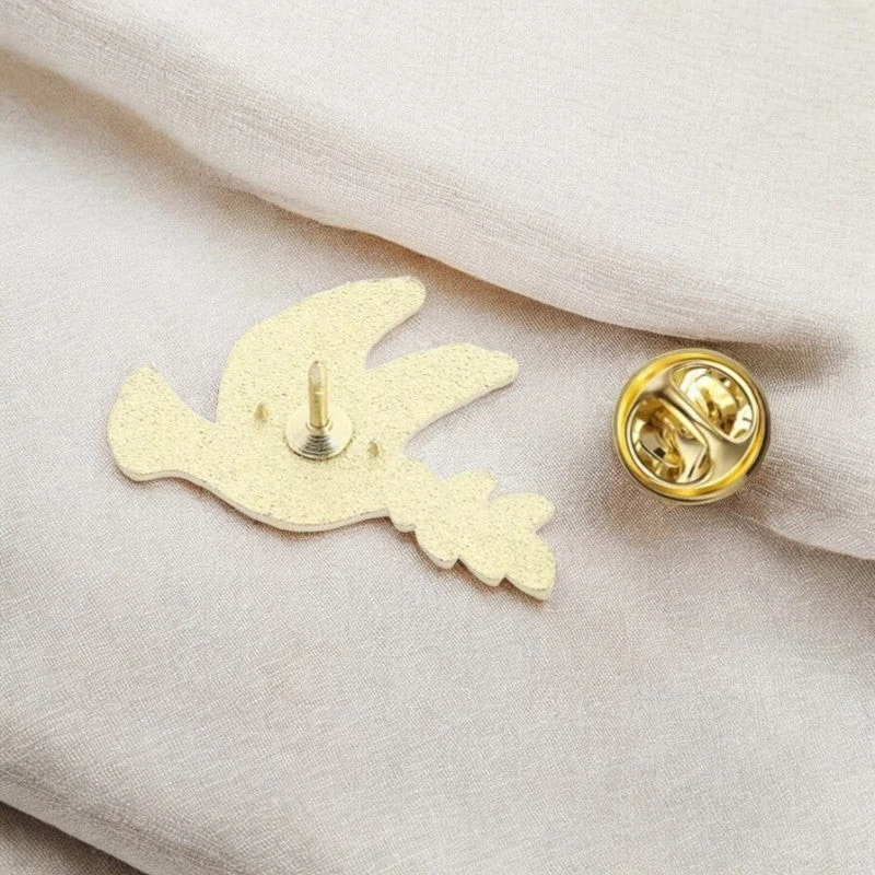 Peace Dove Funny Enamel Pin – Minimalist Bird Lapel Pin, Olive Branch Gift, - Image 2 of 4