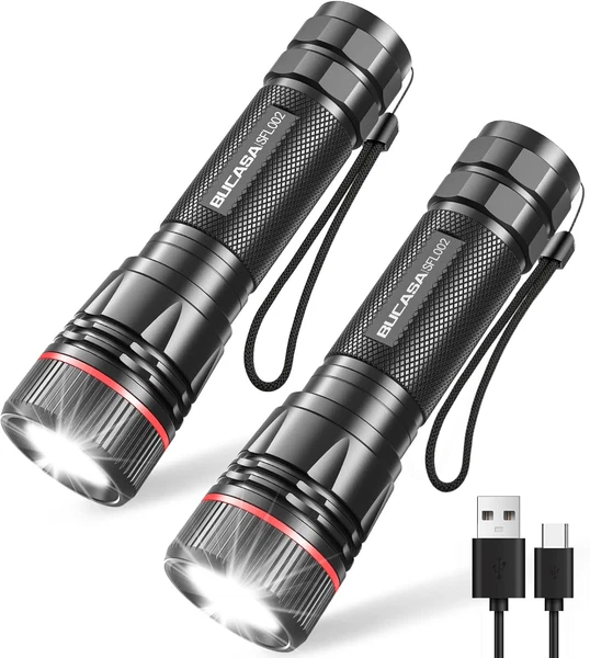 Bucasa Taschenlampe Led Aufladbar, 2000 Lumen Extrem Hell Led Taschenlampe Mit 3-image