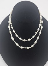 Vintage Natural Rice Pearl Hand Beaded Necklace 28 Inches Long