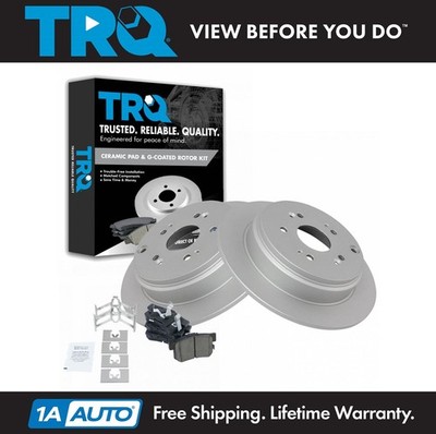 TRQ Posi Ceramic Brake Pad & G-Coated Rotor Rear Kit for Acura RDX Honda CRV