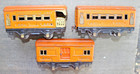 American Flyer Prewar O Gauge 3140 3141 3142 Orange Passenger Car Set b2