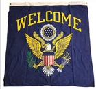 Vintage WW2 Welcome Eagle Banner Military Flag 3x3 Ft Patriotic USA 100% Cotton