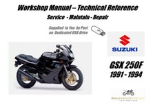 Suzuki GSX250F GSX250 F GSX 250 F Service Repair Workshop Manual USB 1991 - 1994