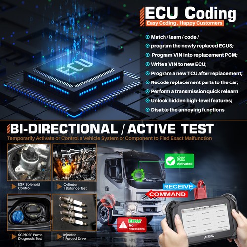 ANCEL V5 HD Heavy Duty Truck ECU Programming All System OBD2 Car Diagnostic Tool - Picture 5 of 12