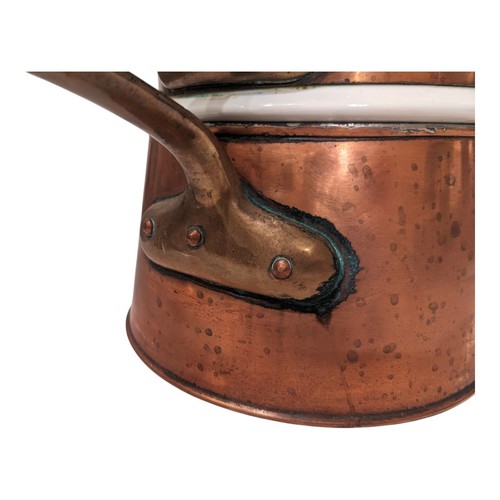 Vintage French Copper Brass Bazar Francais NY 666 Double Boiler Hall USA - Picture 6 of 13