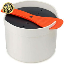 M-Cuisine Microwave Rice and Grain Cooker Steamer 2 Litre - Stone/Orange