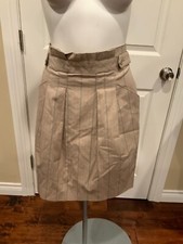 BCBG Max Azria Tan W/ Black  Red Striped A-line Skirt , Size 6