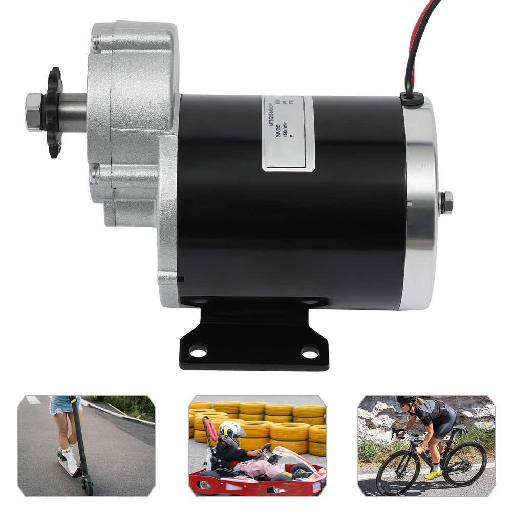 600W DC 24V Reduction Electric Motor 1:6.67 for Scooters, Bikes, Go-Karts 450RPM