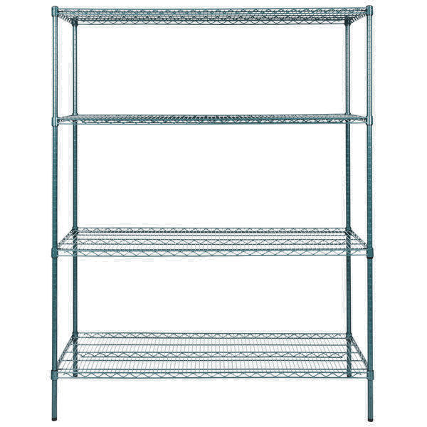 Heavy Duty 24 x 60 x 74 Green Epoxy Wire Walk In Cooler Shelf Rack Commercial