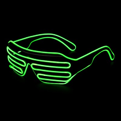 Green El Wire LED Light Up Glasses Neon Glow Party Rave