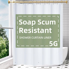 White Shower Curtain Liner with Magnets, 72X72 Plastic Shower Liner PEVA Waterpr
