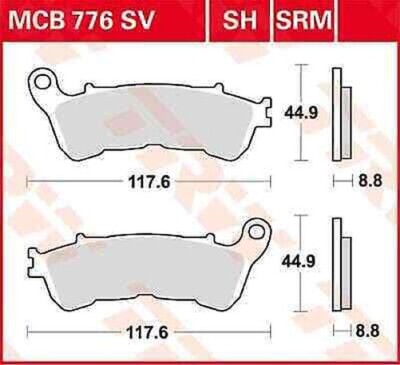 Honda NT 700 V ABS 2010-2011 TRW Ceramic Brake Pads MCB776