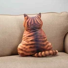 Cat-Shaped Lumbar Pillow - Suede-Soft Cat Tail Design - Whimsical Home Decor