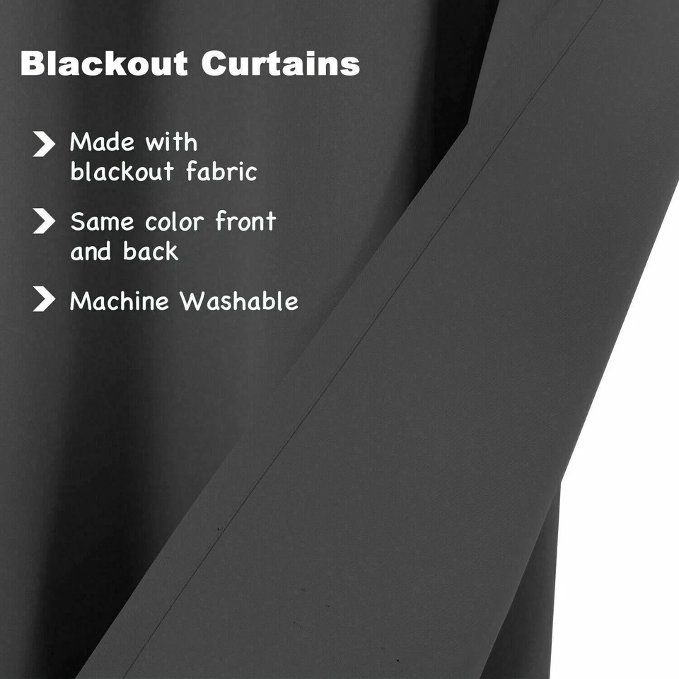 2X Blockout Curtains Blackout Window Curtain Draperies Pair Eyelet for Bedroom - image 4 of 4