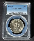 Uncirculated 1933 S Walking Liberty Half Dollar 50C  PCGS MS 62