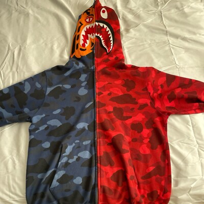 BAPE Color Camo Tiger Shark Half Full Zip Hoodie