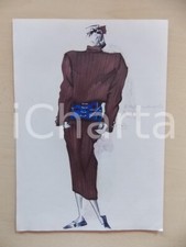 1980 ca MODA DONNA INVERNO Completo doppia maglia e cintura alta - Bozzetto 