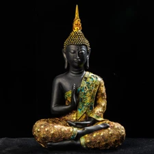 Mini Thailand Buddha Statue Resin Fengshui Sculpture Figurine Ornament Arts Gift