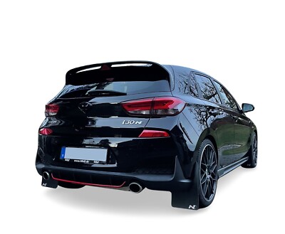 rallyflapZ | Mudflaps & Fixings Hyundai i30N Hatch Black 4mm PVC*Gloss N-Silver