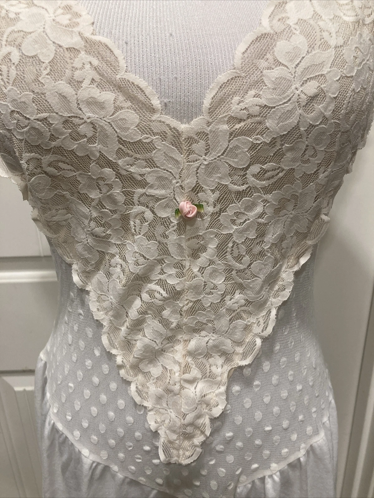 UNDERCOVER Camicia da notte romantica sexy da sposa bianca avorio circa 2000 taglia L etichette corpetto in pizzo